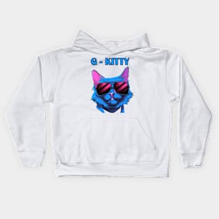 Cool Kitty Synthwave Retro Kids Hoodie
